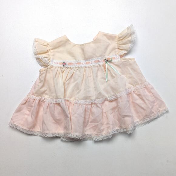 Vintage Swing Top Girls Size 24m Peach Flutter Rosette - Picture 1 of 6